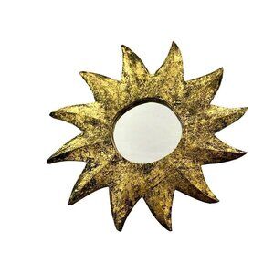 Mirror Sunburst Design Vintage Light Weight Wood MCM Decor